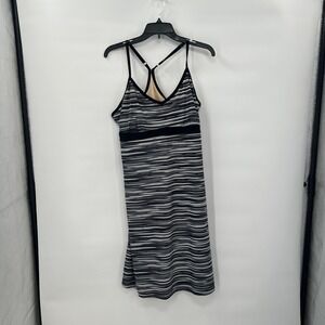 Athleta Shorebreak Swim Dress XL Tall Black White Striped Casual Athletic
